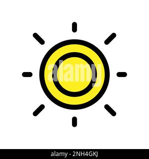 Sun icon line isolated on white background. Black flat thin icon on modern outline style. Linear symbol and editable stroke. Simple and pixel perfect Stock Vector