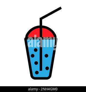 Frappe cocktail line icon isolated on white background. Black flat thin icon on modern outline style. Linear symbol and editable stroke. Simple and pi Stock Vector