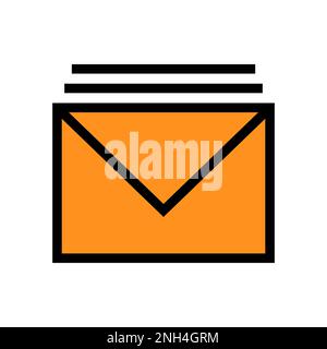 Stack mail icon line isolated on white background. Black flat thin icon on modern outline style. Linear symbol and editable stroke. Simple and pixel p Stock Vector