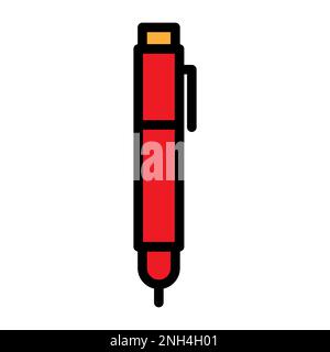 Pen icon line isolated on white background. Black flat thin icon on modern outline style. Linear symbol and editable stroke. Simple and pixel perfect Stock Vector