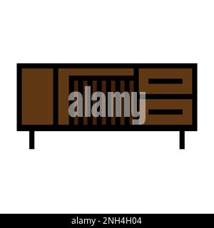 Bookshelf icon line isolated on white background. Black flat thin icon on modern outline style. Linear symbol and editable stroke. Simple and pixel pe Stock Vector