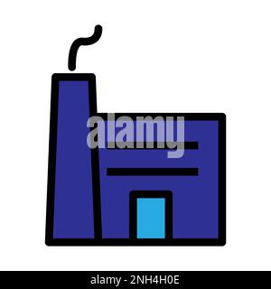 Factory building icon line isolated on white background. Black flat thin icon on modern outline style. Linear symbol and editable stroke. Simple and p Stock Vector