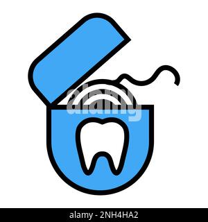 Dental floss icon line isolated on white background. Black flat thin icon on modern outline style. Linear symbol and editable stroke. Simple and pixel Stock Vector