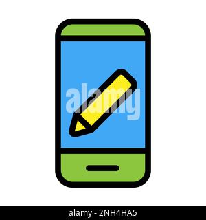 Edit smartphone icon line isolated on white background. Black flat thin icon on modern outline style. Linear symbol and editable stroke. Simple and pi Stock Vector