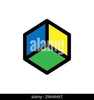 Cube icon line isolated on white background. Black flat thin icon on modern outline style. Linear symbol and editable stroke. Simple and pixel perfect Stock Vector