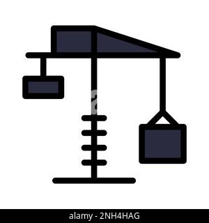 Construction crane icon line isolated on white background. Black flat thin icon on modern outline style. Linear symbol and editable stroke. Simple and Stock Vector