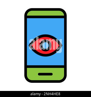 Hide smartphone icon line isolated on white background. Black flat thin icon on modern outline style. Linear symbol and editable stroke. Simple and pi Stock Vector