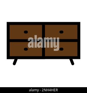 Bookshelf icon line isolated on white background. Black flat thin icon on modern outline style. Linear symbol and editable stroke. Simple and pixel pe Stock Vector