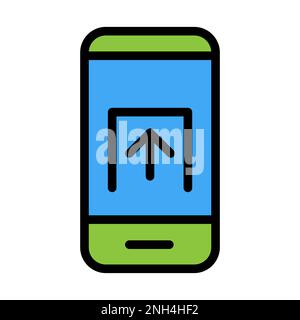 Upload smartphone icon line isolated on white background. Black flat thin icon on modern outline style. Linear symbol and editable stroke. Simple and Stock Vector