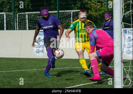 Hereford, England 18 September 2021.The National Blind Football League match day Two played at Point 4, Hereford. Credit: Will Cheshire Stock Photo