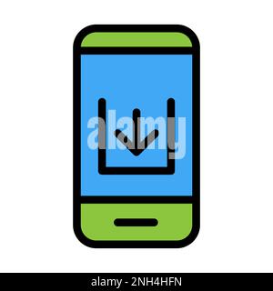 Download smartphone icon line isolated on white background. Black flat thin icon on modern outline style. Linear symbol and editable stroke. Simple an Stock Vector