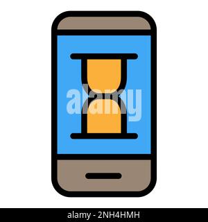 Loading smartphone icon line isolated on white background. Black flat thin icon on modern outline style. Linear symbol and editable stroke. Simple and Stock Vector