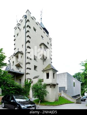 Amalie Redlich Tower, former water tower on the Moenchsberg, today part of the Museum der Moderne, Salzburg, Austria Stock Photo