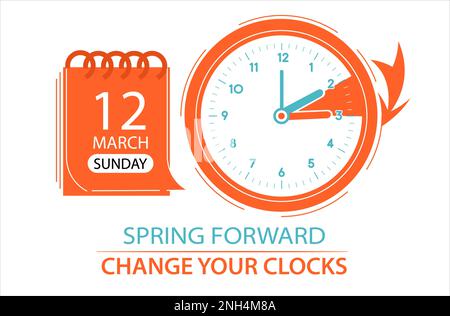 Daylight Saving Time Begins 2023 web banner. Move your clocks forward ...