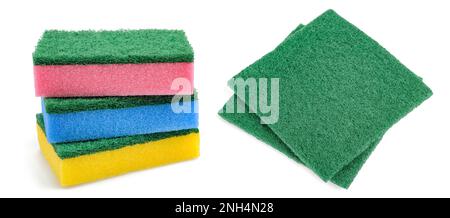 Kitchen Cleaning Sponges isolated on white background Stock Photo