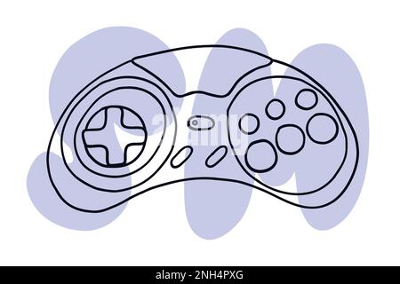 Game retro controller. Vector illustration in hand-drawn cartoon flat style isolated on white background. Stock Vector