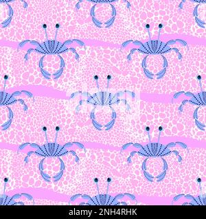 seamless pattern with sea crabs. trendy nautical print. childish cute pattern for kids. underwater world of the ocean. Stock Vector