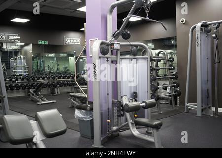 Inside images of a gym with no people and various bits of equipment visible Stock Photo