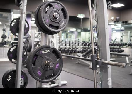 Inside images of a gym with no people and various bits of equipment visible Stock Photo