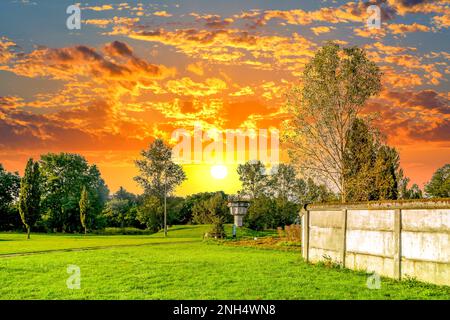 Border in Hoetensleben, Saxony Anhalt, Germany Stock Photo