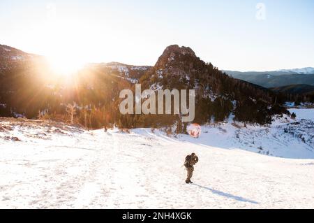 hiker in mountains Stock Photo