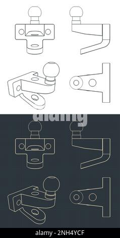 Stylized vector illustrations of blueprints of auto rickshaw Stock ...