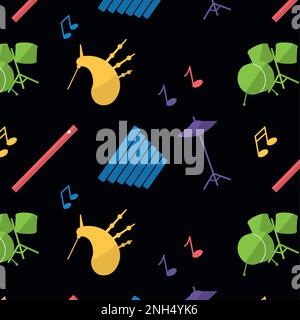 Seamless pattern background with musical instruments Vector Stock Vector