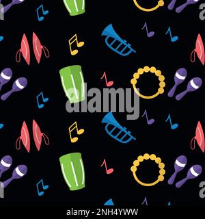 Seamless pattern background with musical instruments Vector Stock Vector
