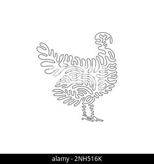 Single continuous line drawing is a beautiful turkey abstract art. Continuous line drawing design vector illustration style of adorable turkey bird Stock Vector