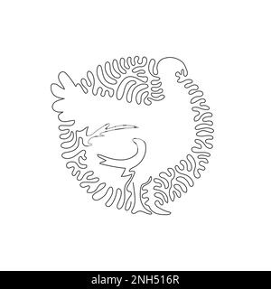 Continuous curve one line drawing of adorable turkey bird abstract art. Single line editable vector illustration of friendly domestic turkey bird Stock Vector