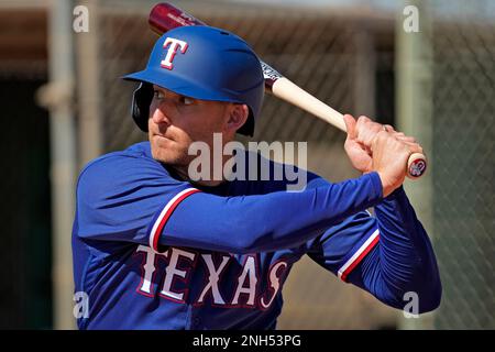 This is a 2023 photo of Leody Taveras of the Texas Rangers baseball team.  This image reflects the Texas Rangers active roster as of Tuesday, Feb. 21,  2023, when this image was