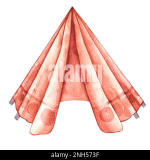 Watercolor boho style tent on white background for postcard design, patterns, stickers, scrapbooking paper, textile industry, web design, social netwo Stock Photo