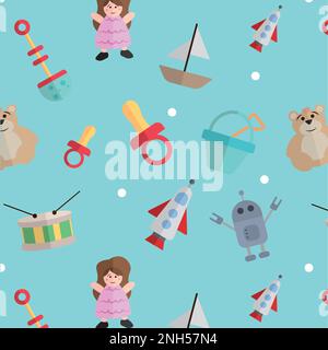 Seamless pattern background with toy icons Vector Stock Vector