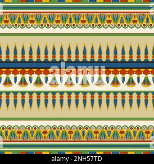 Ancient Egyptian traditional pattern, vector seamless pattern Stock Vector