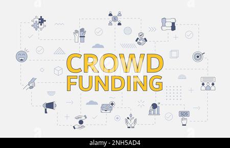 crowdfunding concept with icon set with big word or text on center vector Stock Photo