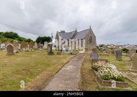 The church of St Peter the Fisherman in Marloes, a small village on the Marloes Peninsula in the Pembrokeshire Coast National Park, west Wales Stock Photo