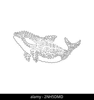 Single one line drawing of orca as the most powerful in the ocean abstract art. Continuous line draw graphic design vector illustration of orca savage Stock Vector