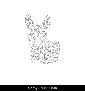 Single continuous line drawing of cute donkey abstract art. Continuous line draw graphic design vector illustration style of large ears donkey Stock Vector