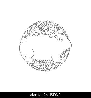Single curly one line drawing of cute hamster abstract art. Continuous line drawing graphic design vector illustration of adorable hamster for icon Stock Vector