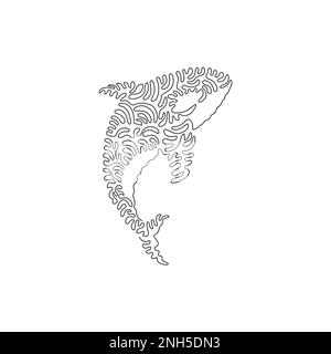 Single swirl continuous line drawing of orca pectoral fins abstract art. Continuous line drawing design vector illustration style of savage predator Stock Vector