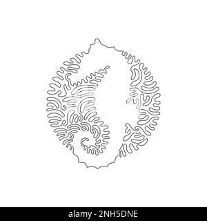 Continuous one curve line drawing of funny seahorse abstract art. Single line editable stroke vector illustration of long snouts seahorse Stock Vector