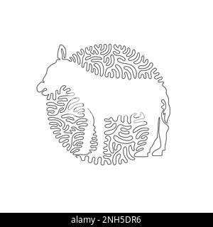 Continuous curve one line drawing of small donkeys abstract art in circle. Single line editable stroke vector illustration of domesticated donkey Stock Vector