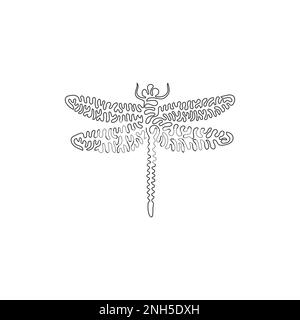 Dragonfly continuous one line art drawing of outline vector ...