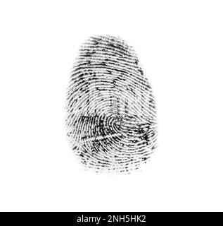 Black fingerprint made with ink on white background, top view Stock Photo