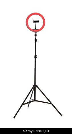 Tripod with ring light isolated on white Stock Photo - Alamy