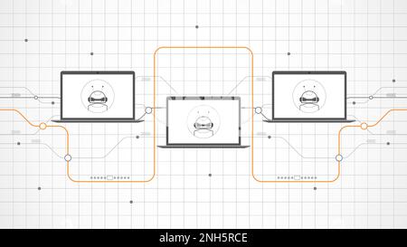 laptop technology background abstract. Ai artificial intelligence technology with line digital, black laptop color, style modern, element, dot, Stock Vector
