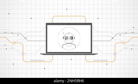 laptop technology background abstract. Ai artificial intelligence technology with line digital, black laptop color, style modern, element, dot, Stock Vector