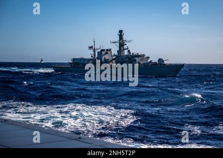 220718-N-YN807-1005     PACIFIC OCEAN (July 18, 2022) – Chilean Navy frigate CNS Almirante Lynch (FF 07), center, and Mexican Navy frigate ARM Benito Juarez (F-101), left, transits the Pacific Ocean alongside Zumwalt-class guided-missile destroyer USS Michael Monsoor (DDG 1001) during Rim of the Pacific (RIMPAC) 2022, July 18. Twenty-six nations, 38 ships, four submarines, more than 170 aircraft and 25,000 personnel are participating in RIMPAC from June 29 to Aug 4 in and around Hawaiian Islands and Southern California. The world’s largest international maritime exercise, RIMPAC provides a uni Stock Photo