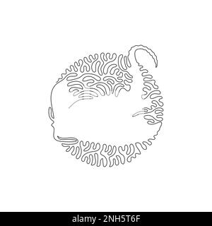 Continuous one line drawing of scary stingray abstract art. Single line editable stroke vector illustration of long, whiplike tails stingray Stock Vector