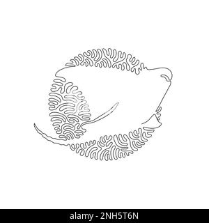 Single curly one line drawing of stingrays which are sharp on their tails. Continuous line drawing design vector illustration of flat bodied stingray Stock Vector